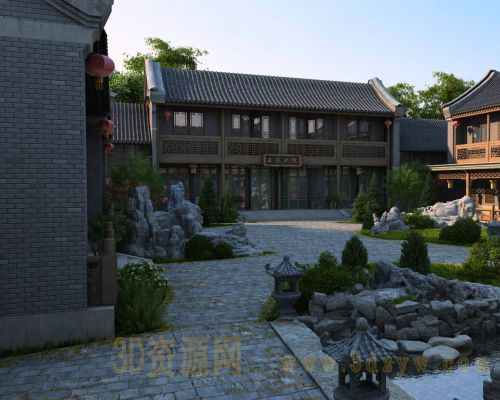 古代庭院模型