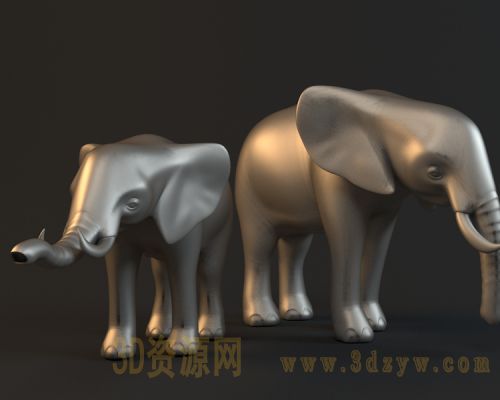 两只大象雕塑模型