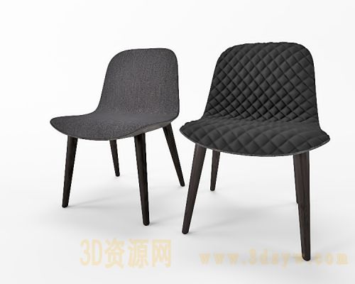 北欧简约黑色布艺休闲单人椅子模型