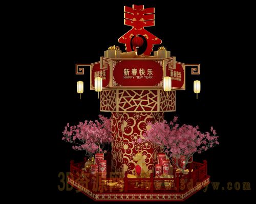 新年美陈DP点设计 春节灯笼美陈设计