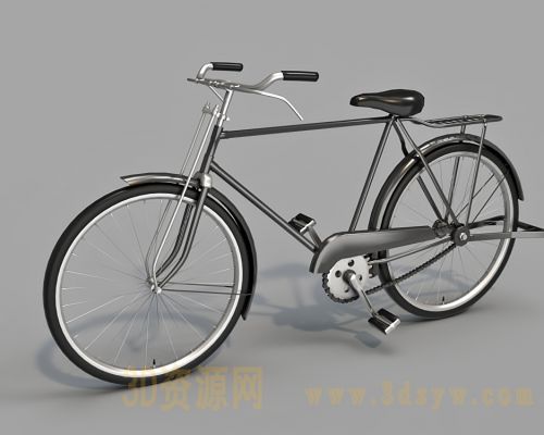 老式二八大扛自行车3d模型