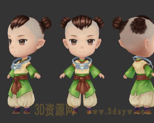 Q版小男孩模型 卡通小男孩3d模型