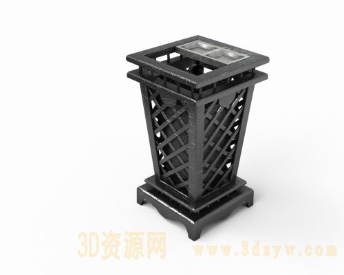 欧式复古铁艺垃圾箱 垃圾桶3d模型 公共垃圾箱