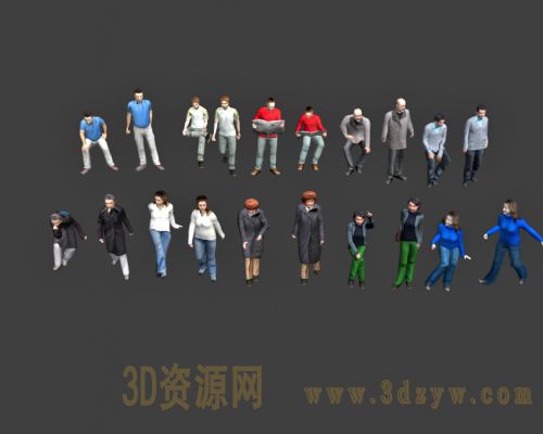 人物低模 配景低模人物 3d人物动态模型