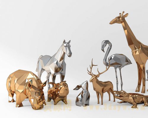动物雕塑装饰品组合 动物装饰品摆件