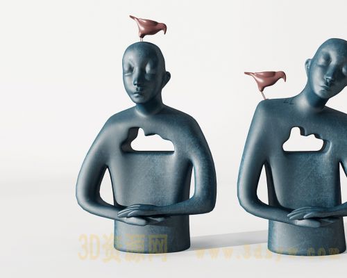 新中式人像雕塑模型 人物雕塑饰品摆件 人物雕像摆设品