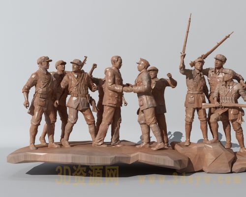 抗战革命雕塑模型 抗战士兵雕塑 革命战士雕像模型