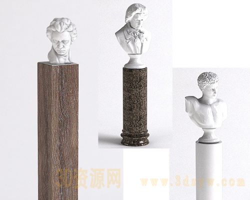 西方神话人物雕塑3D模型 欧式人物雕像摆件