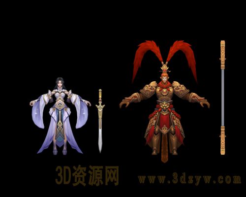游戏人物模型 孙悟空模型 游戏女角色