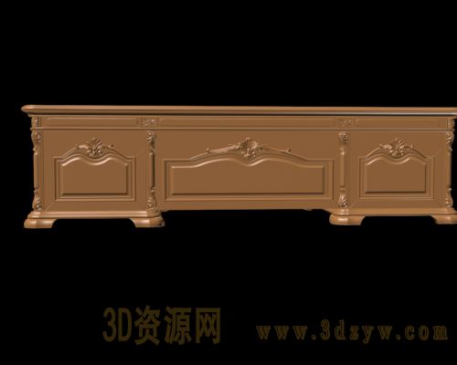 中式雕花书桌3d模型