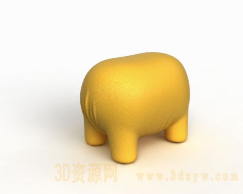 皮革矮凳3d模型