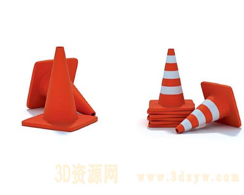交通锥3d模型 红帽子 锥形路标  锥形筒