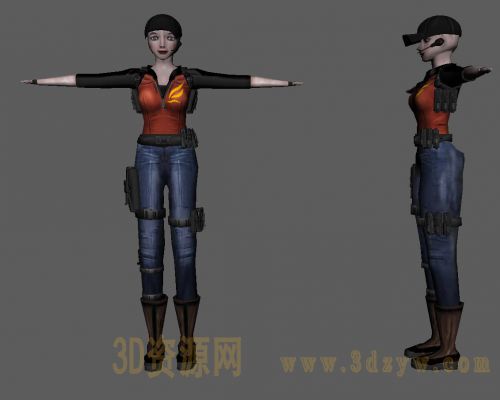 maya女人模型人物简模写实女孩模型
