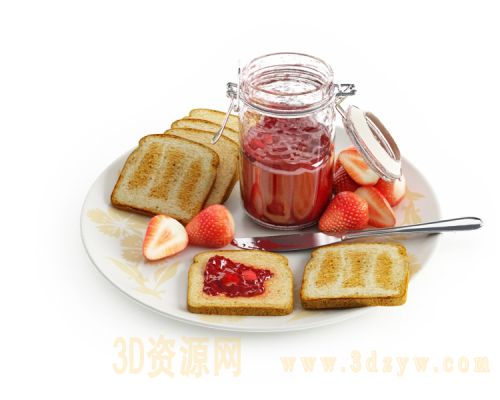 食物模型 面包片 面包模型 草莓果酱