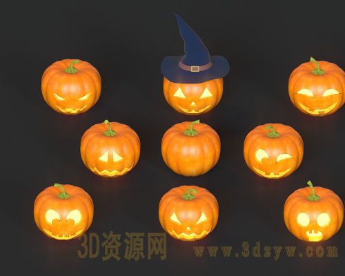 精细万圣节南瓜灯模型 南瓜