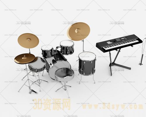乐器模型 爵士鼓 架子鼓 电子琴 麦克风 话筒