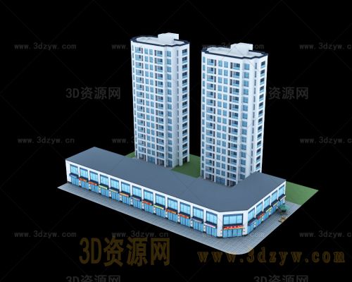 低模高层建筑模型 建筑小区 高层住宅
