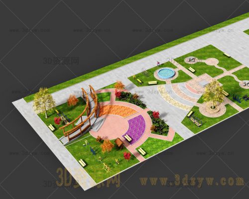 公园模型 休闲公园3d模型
