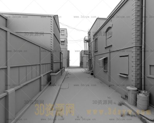 欧式街道模型 建筑场景 老街道 巷子
